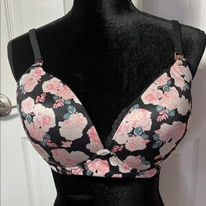 Victoria’s Secret floral no wire nursing bra detachable front hooks 36DDD